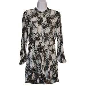 Liz Lange Maternity Womens Tunic Top Size M Semi-Sheer Full Button Tie Belt